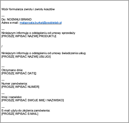 Formularz zwrotu